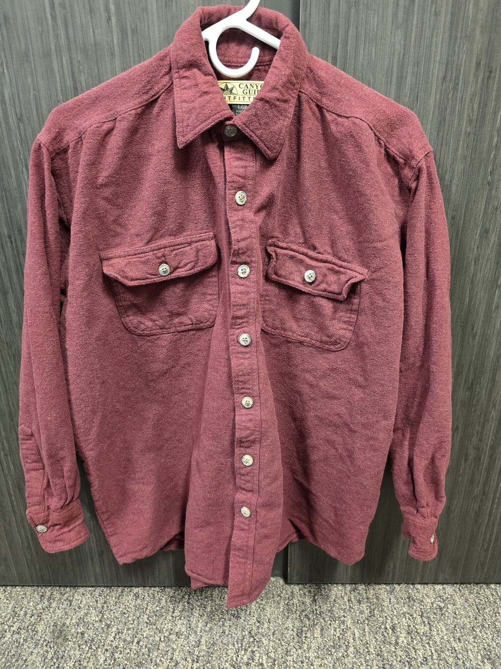 Canyon Guide Outfitters Heavy Chamois Flannel Shirt Men's Large Burgundy Button